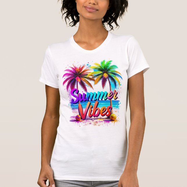 Design för Tropical Rainbow Handflatan Träd T Shirt (Framsida)