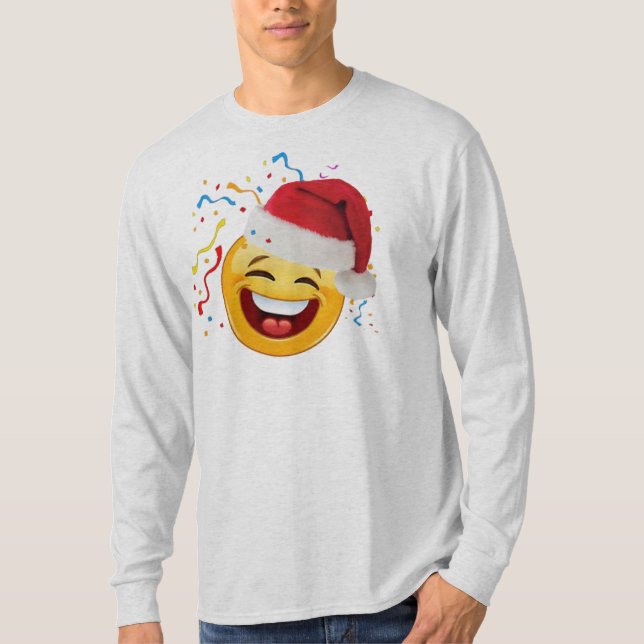 design för tshirt för jul för emojiparty lycklig tröja (Framsida)