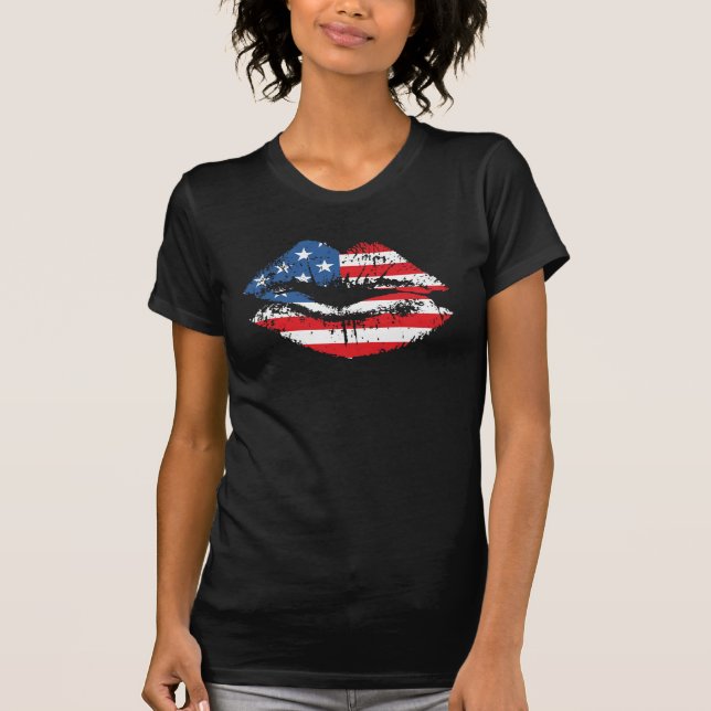 Design för USA-läppartanktop för women. Tee Shirt (Framsida)