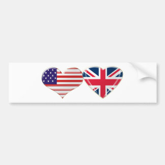 Design för USA och UK-hjärtaflagga Bildekal