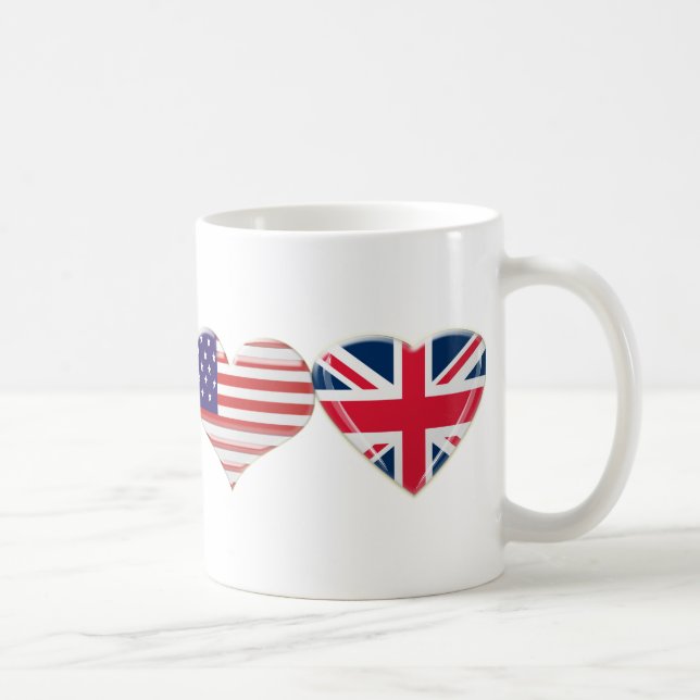 Design för USA och UK-hjärtaflagga Kaffemugg (Höger)