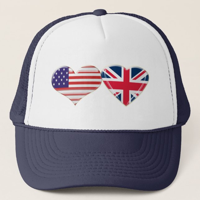 Design för USA och UK-hjärtaflagga Keps (Framsida)