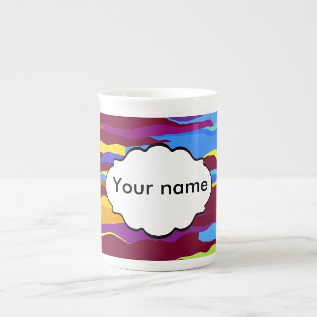 Design för vattenfärgvågarabstrakt benporslin mugg (Framsidan)