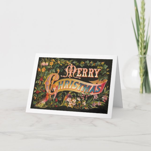 Design för vintagegod julblomma helgkort (Framsida)