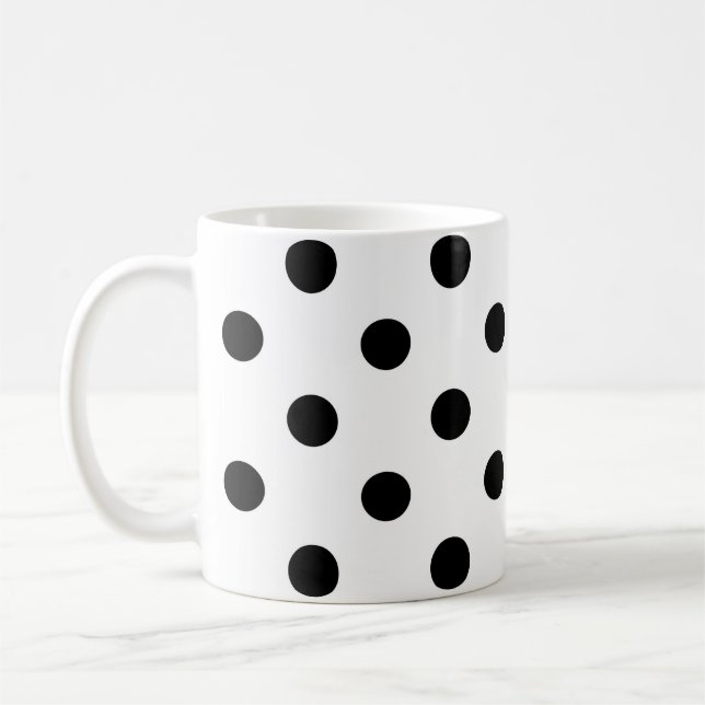 Design för vit bakgrund Polka dots Kaffemugg (Vänster)