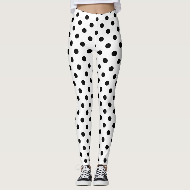Design för vit bakgrund Polka dots Leggings (Framsida)