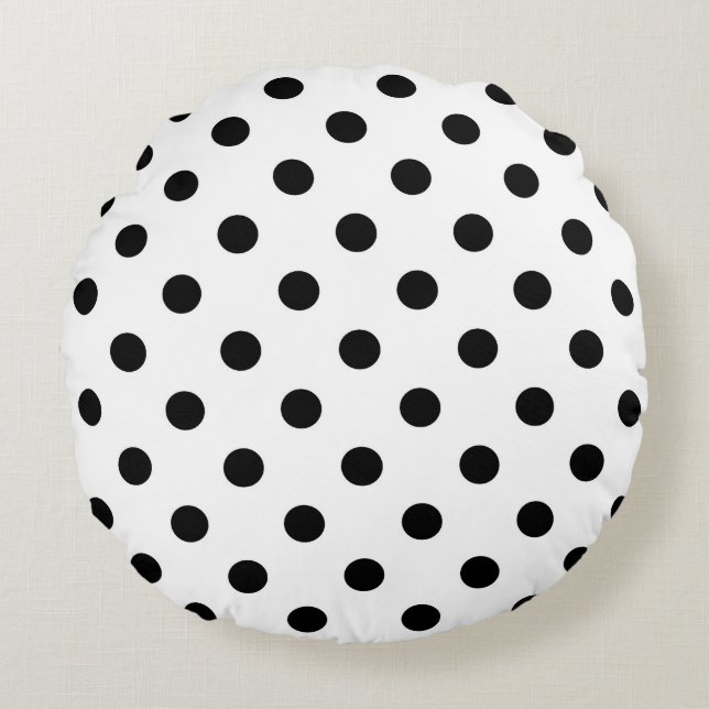 Design för vit bakgrund Polka dots Rund Kudde (Framsidan)