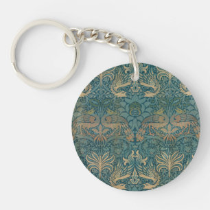 Design för William Morris påfågel- och draketex