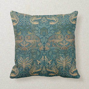 Design för William Morris påfågel- och draketex Kudde