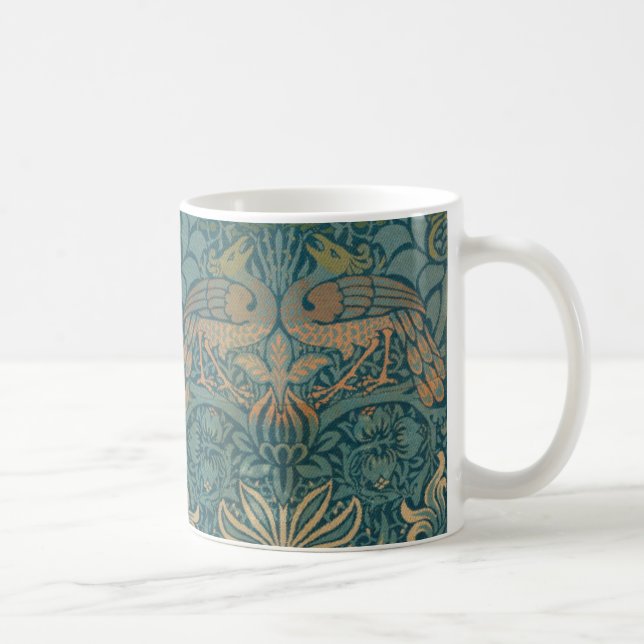 Design för William Morris påfågel- och draketextil Kaffemugg (Höger)
