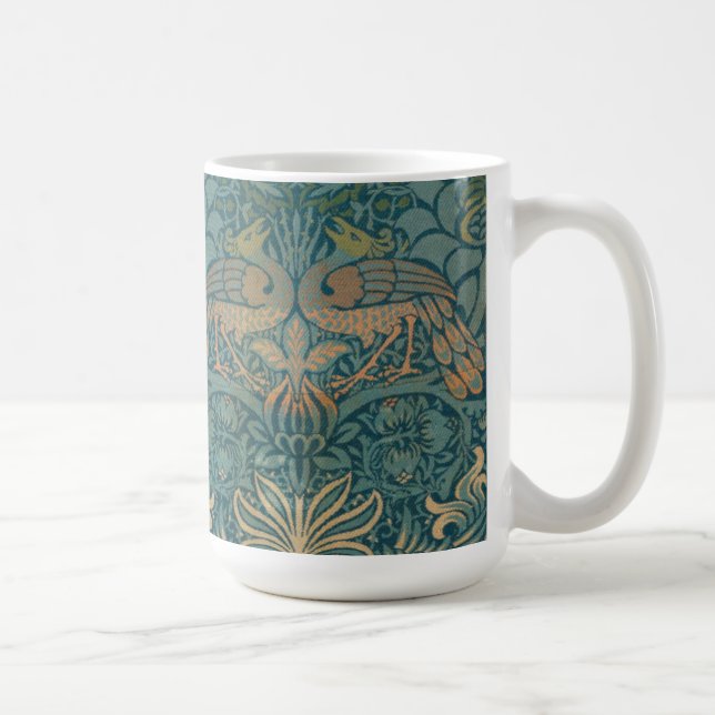 Design för William Morris påfågel- och draketextil Kaffemugg (Höger)