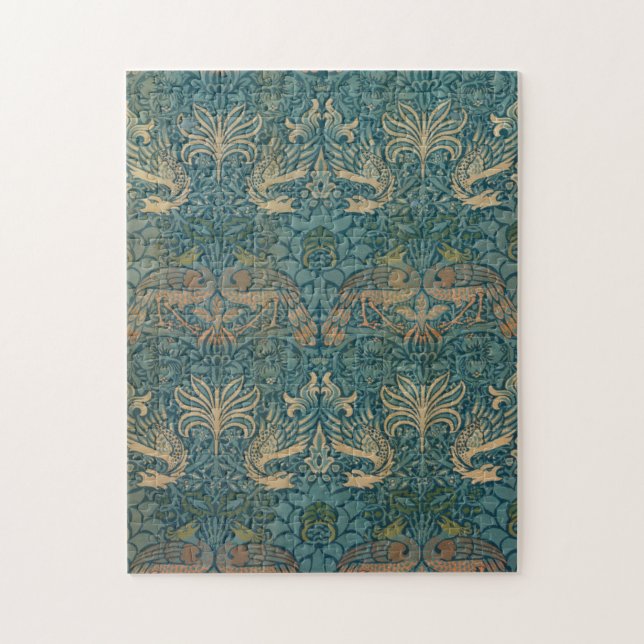 Design för William Morris påfågel- och draketextil Pussel (Vertikal)