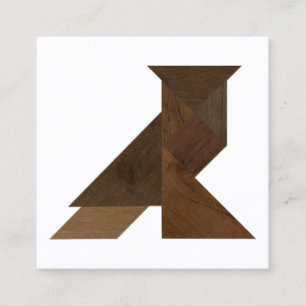 Design för Wood stil för Tangramuggla modern Fyrkantigt Visitkort
