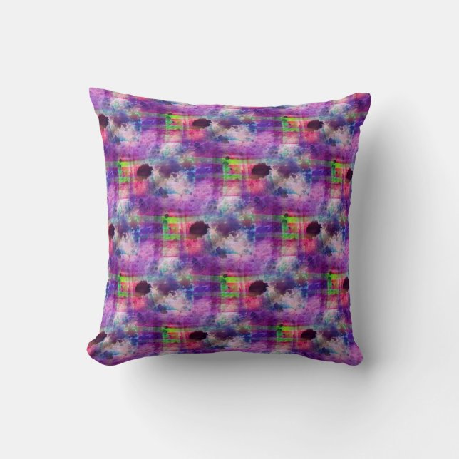 Design grön, lila textur vattenfärg kudde (Framsida)