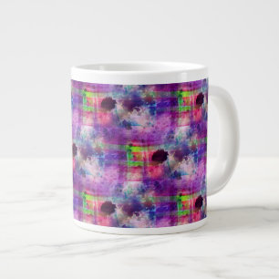 Design grönt, lila struktur vattenfärg jumbo mugg