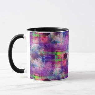 Design grönt, lila struktur vattenfärg mugg