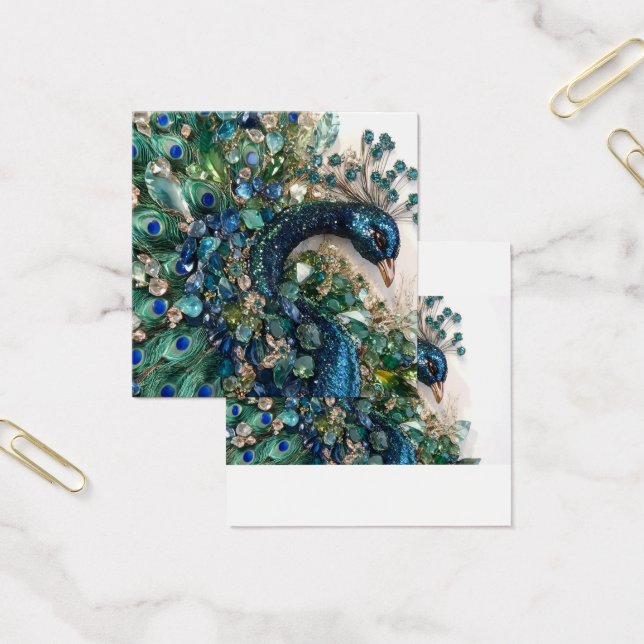 Design. Hand embroidery with precious stones.  Fyrkantigt Visitkort (Kontor)