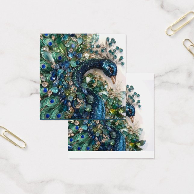 Design. Hand embroidery with precious stones.  Fyrkantigt Visitkort (Kontor)