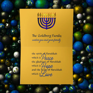 Design Inside Hanukkah-kort Scrolly Guld Helgkort