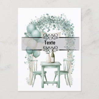 Design Invitation vert sauge à personnaliser Inbjudan Vykort