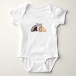 Design - Kattfamilj Knuffelporträtt - T-Shirt