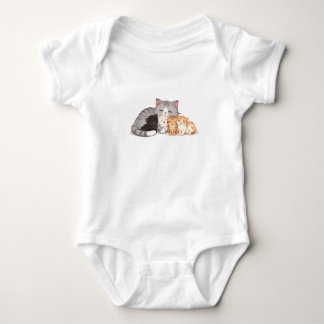 Design - Kattfamilj Knuffelporträtt - T-Shirt