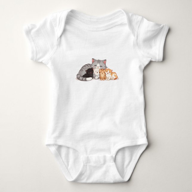 Design - Kitten Family Cuddle Portrait - T-Shirt  (Framsida)