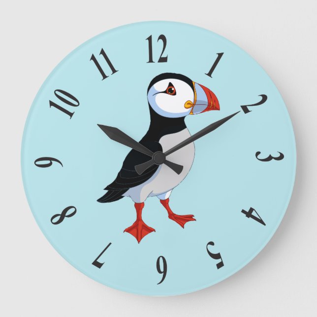 Design-klocka för ljus-puffin stor klocka (Framsida)