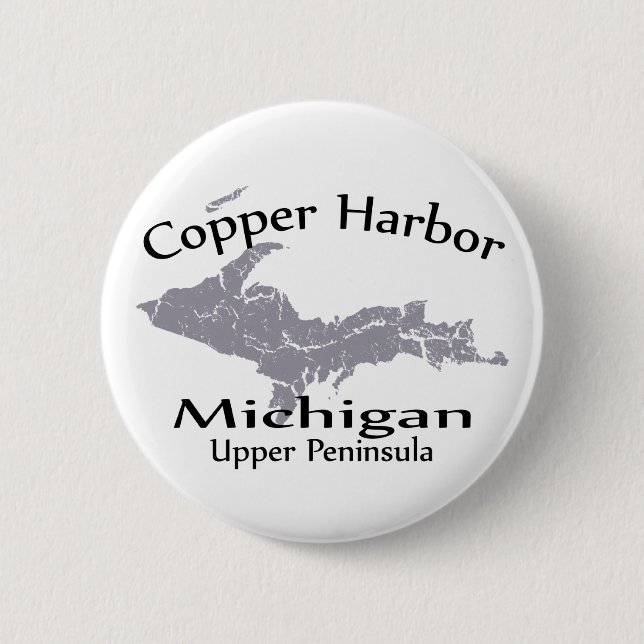Design-knapp för Copper Harbour Michigan Karta Knapp (Framsida)