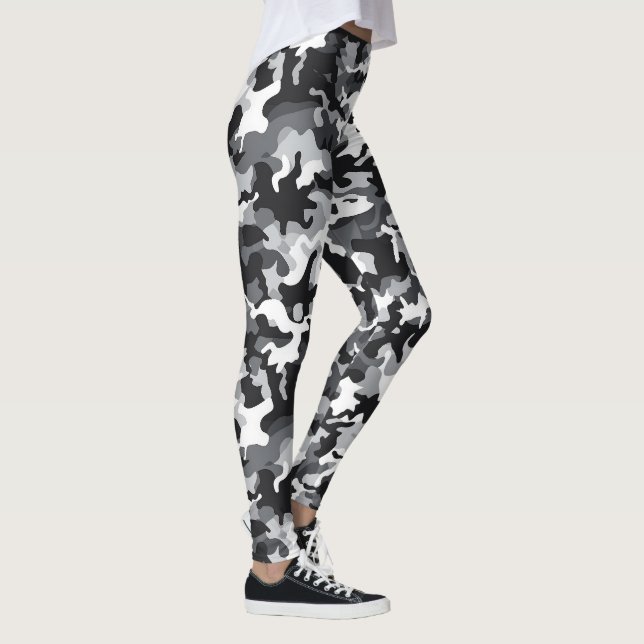 Design legeringar för Black & White Camo Leggings (Höger)