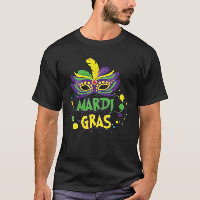 Design Mardi Gras Färg Mask Queen Carnival Pictur T Shirt (Framsida)