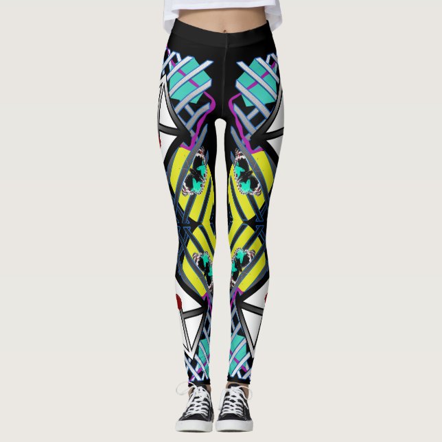 Design med färgglada mönster leggings (Framsida)