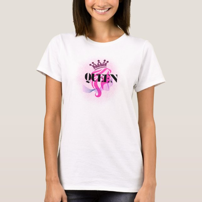 Design med rosa drottningkrona – Självsäker kvinnl T Shirt (Framsida)