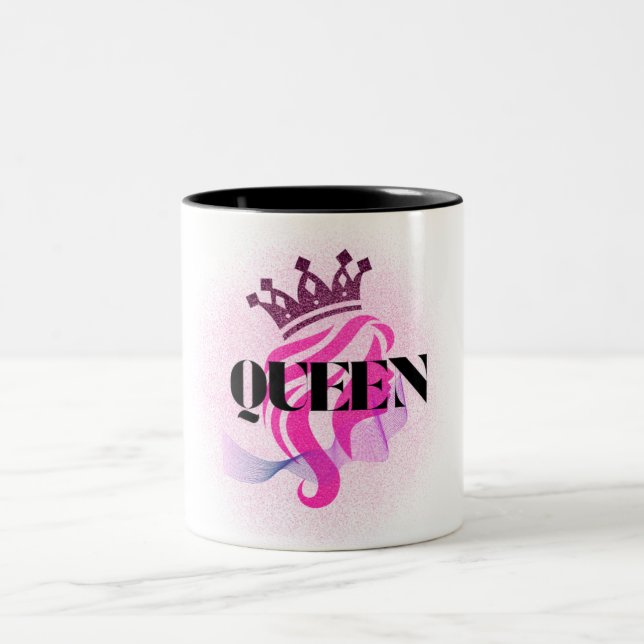 Design med rosa drottningkrona – Självsäker kvinnl Två-Tonad Mugg (Center)