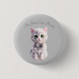 Design med söt grått-kattunge knapp
