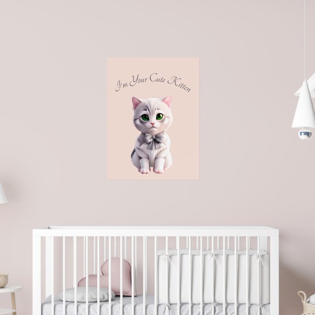 Design med söt grått-kattunge poster (Barnkammare 2)