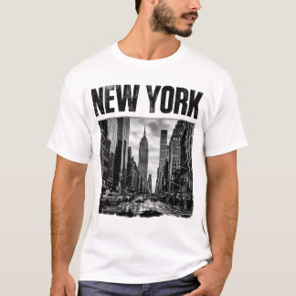 Design med svart och vitt foto av New York T Shirt