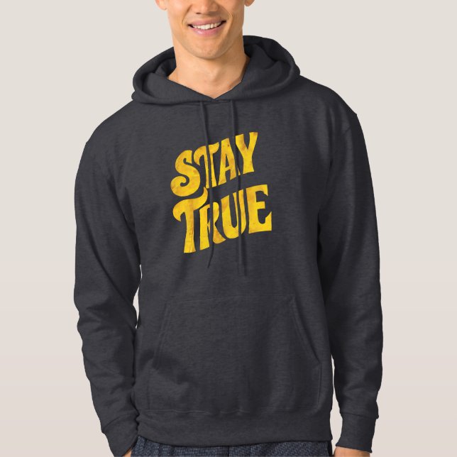 Design Motivant 'Stay True' en Or Texturé Hoodie (Framsida)