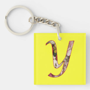 Design-nyckelkedja för Monogram Y-Blommigt