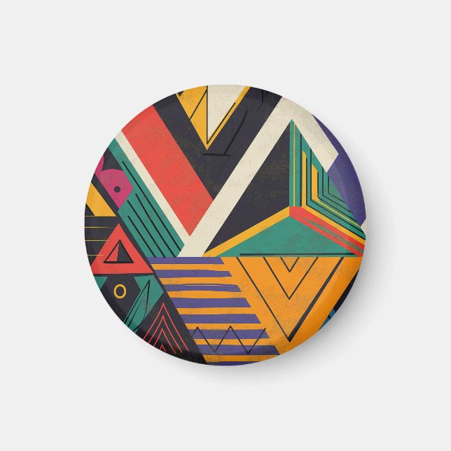 Design of triangles in vibrant colors with pattern magnet (Framsidan)