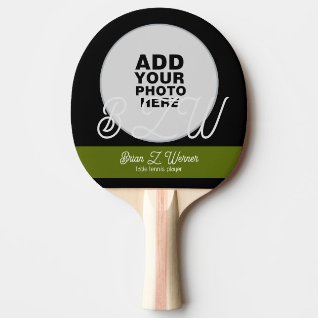 Design Photo Ping Pong Paddle med Namn & Initialer Pingisracket (Framsidan)