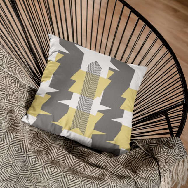 Design Pilling för gult och Grått Abstrakt Mönster Kudde (Skapare uppladdad)