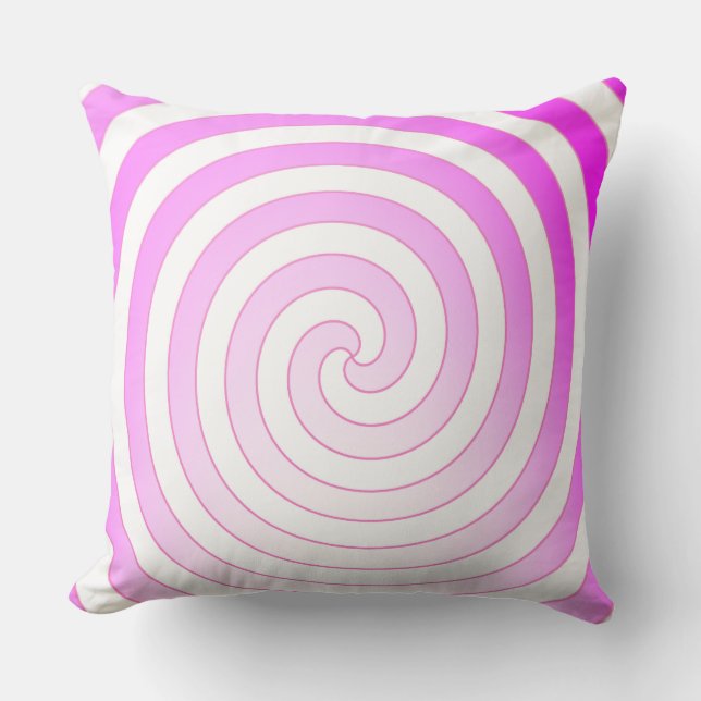 Design Pillow för Lavender Lila och White Spiral Kudde (Framsida)