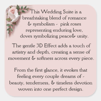 Design Pink Roses & Doves Fyrkantigt Klistermärke