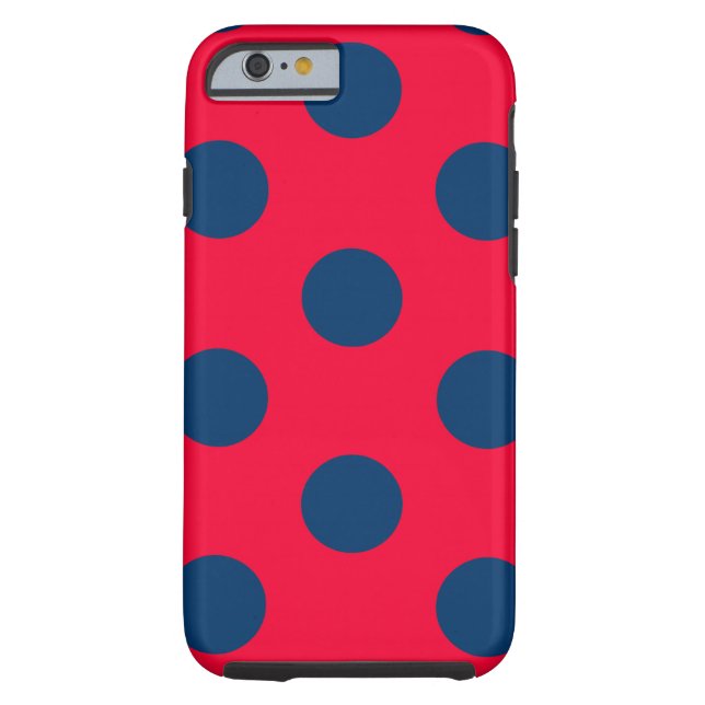 Design Polka-punkt (röd och blå) Case-Mate iPhone Skal (Baksidan)