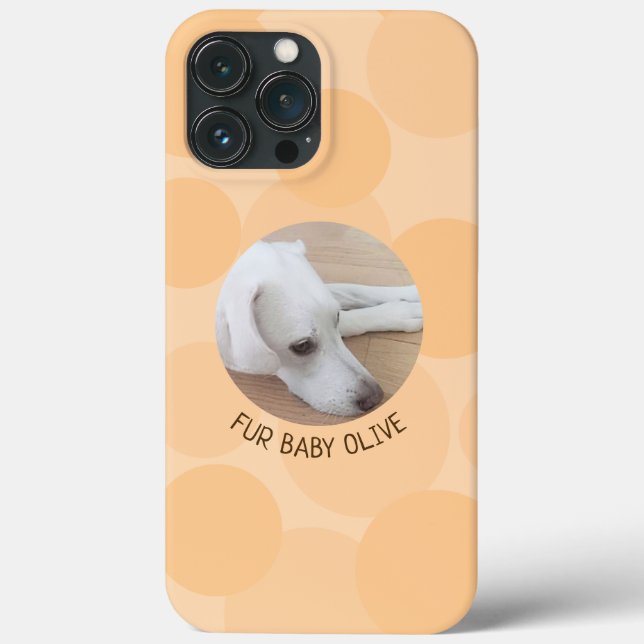 Design Round Hund Photo for Cute Peach Bubbles-uts (Baksida)