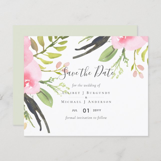 Design Save Date Template Add Graphics BUDGET (Fram/baksida)