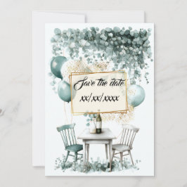 Design save the date vert sauge à personnaliser inbjudningar