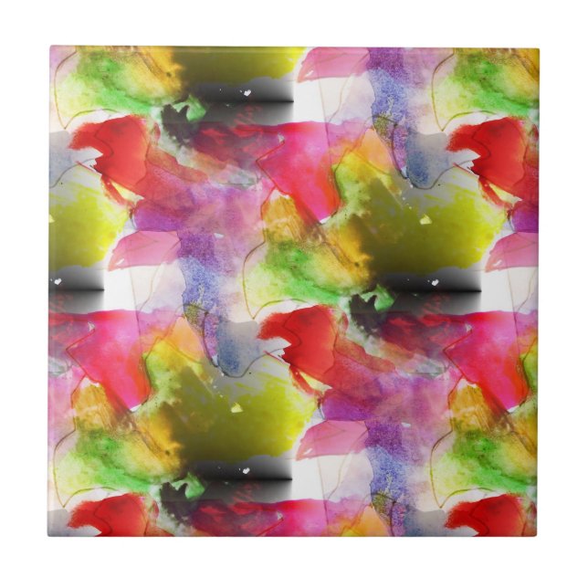 Design struktur röd, gultens vattenfärg kakelplatta (Framsidan)