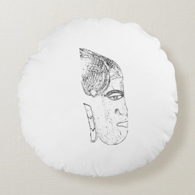 design tête femme africaine rund kudde (Framsidan)